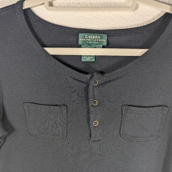 Lauren Ralph Lauren Petite Black Knit Shift Dress P/M Casual Chic Cotton - Picture 7 of 13